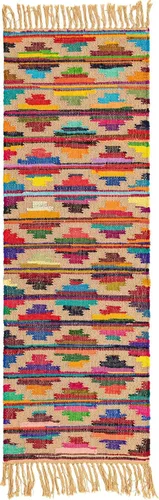 Vista 3 de Unique Loom Chindi Trellis Collection Southwestern, geométrico, moderno, colores brillantes (2 pies 2 pulgadas x 6 pies 0 pies, multicolor / beige)