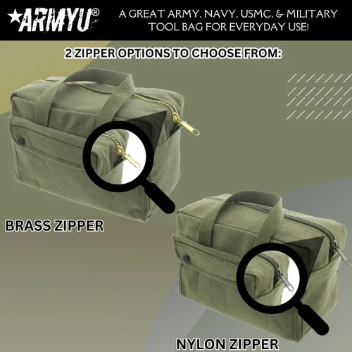 Vista 5 de Bolsa de herramientas de lienzo resistente, bolsa de transporte de campo militar, bolsa de almacenamiento de suministro de propósito general