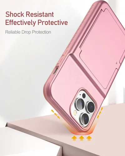 Vista 7 de WeLoveCase Funda para iPhone 13 Pro Max para mujer con tarjetero y espejo oculto, dos capas a prueba de golpes resistente funda protectora tipo