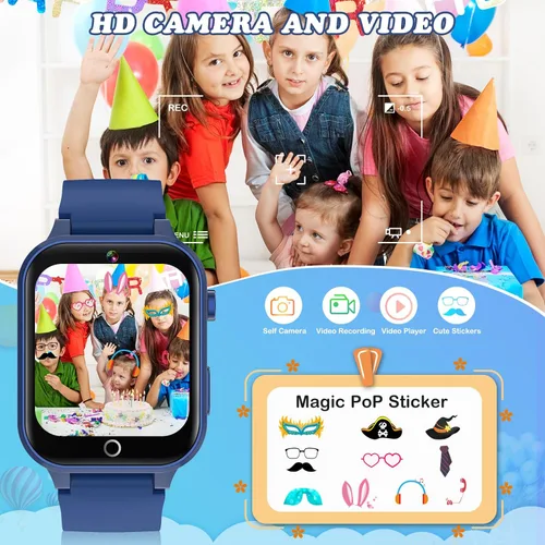 Vista 5 de Reloj inteligente para niños con cámara, video, reproductor de música, reloj despertador, cronómetro, calendario, podómetro, pantalla táctil HD