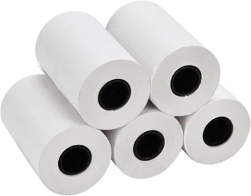 Vista 5 de (5 paquetes de 10 rollos) rollos de papel térmico de 2 1/4 x 55 (50 rollos) especialmente hechos para Clover Flex Mini, Square Terminal, Ingenico VX