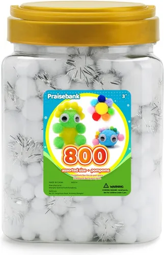 Vista 14 de Praisebank Pompones Negros - 2000 piezas, 1cm, Ideales para Artes y Manualidades, Bolas de Pompón en Frasco