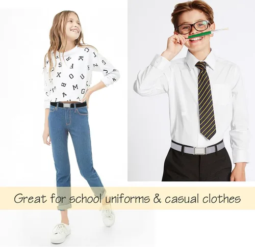 Vista 9 de JASGOOD Cinturón magnético ajustable para niños y niñas, cinturón elástico con hebilla magnética fácil para niñas de regreso a la escuela