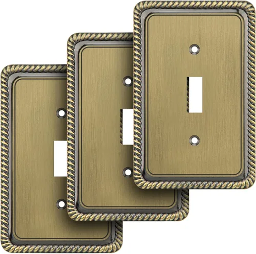 Vista 49 de Henne Bery Rope Edge - Placa decorativa de pared para interruptor (placa lisa, 2 unidades, bronce antiguo)