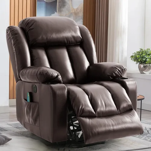 Vista 13 de Silla reclinable eléctrica para personas mayores, sillas reclinables eléctricas para adultos con masaje y calor, portavasos, control remoto, puertos