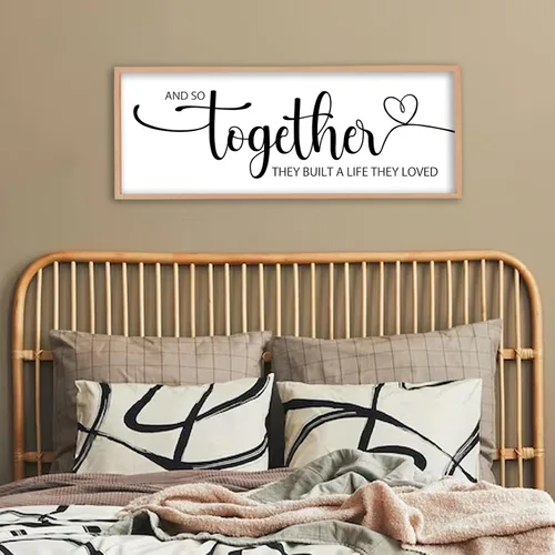 Vista 8 de Decoración de pared de Dulces Sueños sobre la cama de 32"×12" para dormitorio principal, gran letrero de Dulces Sueños, decoración de pared