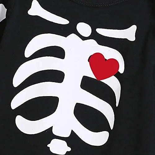 Vista 3 de Singcoco Disfraz de esqueleto de Halloween para bebés y niñas con gorro