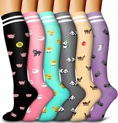 Vista 15 de Bluemaple Paquete de 6 calcetines de compresión de cobre para mujeres y hombres, el mejor apoyo para médicos, correr, enfermería, atletismo