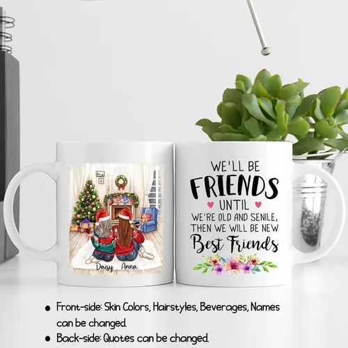 Vista 5 de Taza de café personalizada de la amistad para mejor amiga, regalo de taza del día de Galentine, regalo de taza de Navidad, taza de café