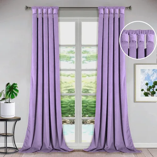 Vista 26 de Bhoomi Collection Cortinas opacas con pestaña superior para sala de estar, cortinas de ventana con aislamiento térmico, oscurecimiento de Rojo Sangre