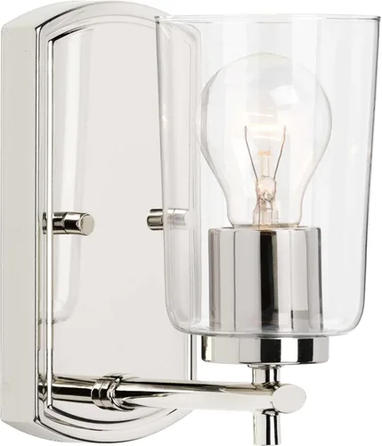 Vista 30 de Progress Lighting Adley Collection - Lámpara de tocador de baño tradicional con 3 luces, de cristal transparente, color negro mate, 7-5/8 x 23 Mate
