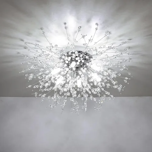 Vista 11 de HMVPL - Candelabro cromado de cristal, fuegos artificiales, moderno, mini, con 4 luces, lámpara colgante de techo, Sputnik, adecuado