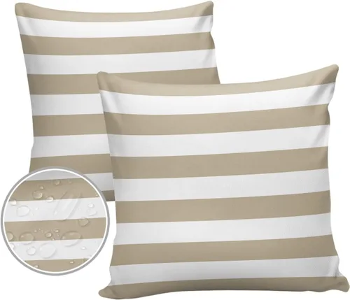 Vista 13 de Fundas de almohada de exterior impermeables de 16 x 16 pulgadas, fundas de almohada de poliéster con rayas blancas y negras, fundas decorativas
