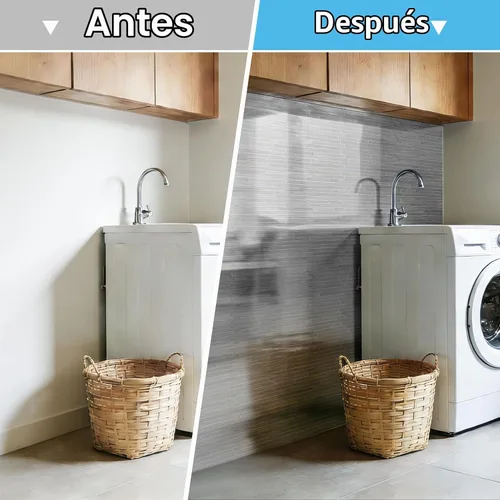 Vista 9 de Art3d Paquete de 10 azulejos metálicos para salpicaduras de despegar y pegar, color plateado paralelo Plata Paralela