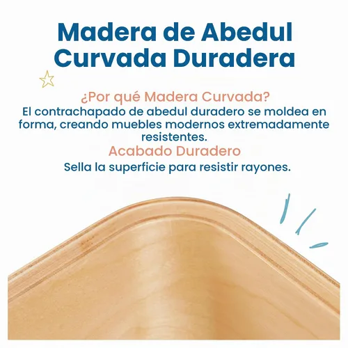 Vista 6 de Mesa ECR4Kids de madera natural curvada, Variados, 1