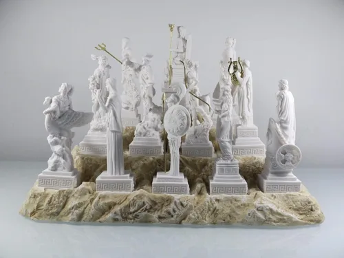 Vista 2 de Set Todos Los 12 Dioses Olímpicos del Monte Olimpo Alabastro Estatuas Griegas 6.69