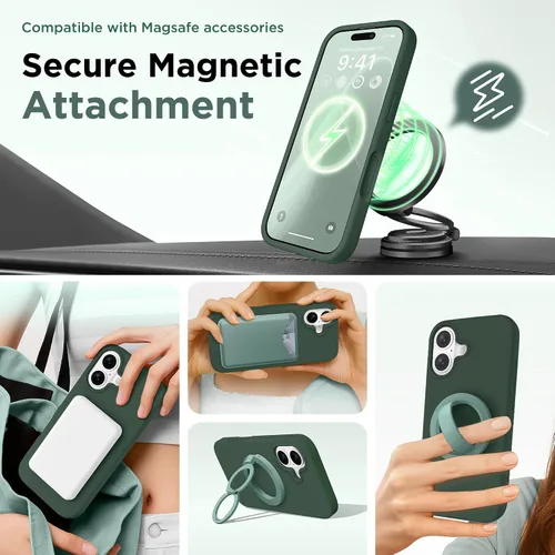 Vista 3 de GolbinBox Funda magnética para iPhone 17, compatible con MagSafe, cubierta de silicona integrada para control de cámara, funda de silicona líquida a