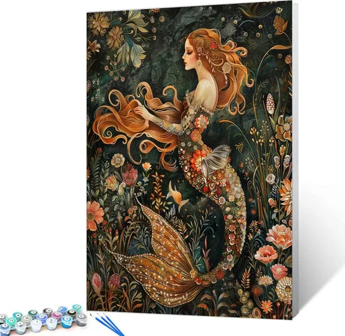 Vista 22 de Pintura por números para adultos, tatuajes de mujeres, pintura por números sobre lienzo, fácil de pintar para principiantes, tatuajes de flores