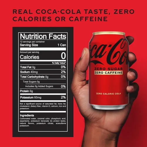 Vista 2 de Coca-Cola Soda sin cafeína, 12 onzas líquidas (paquete de 12)