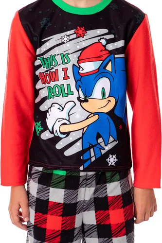 Vista 3 de Sonic the Hedgehog Christmas This Is How I Roll - Conjunto de pijama de manga larga para niño