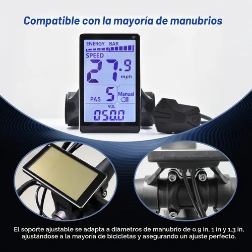 Vista 6 de Ebike Display, Protocolo UART No. 2, Ordenador de Ciclismo de Marco de Aleación de Aluminio 24V-60V, Pantalla LCD de Ebike para Enriquecer el Viaje