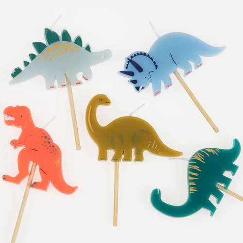 Vista 3 de Meri Meri Velas de dinosaurio (paquete de 5)