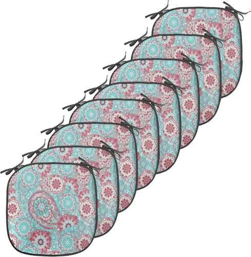 Vista 199 de Ambesonne Flamingo - Cojín de asiento para silla, diseño de fantasía exótica con elementos de vida silvestre hawaiana en colores pastel, acolchado