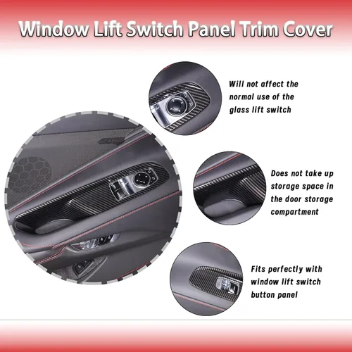 Vista 3 de Sekhyna Cubierta del panel de interruptor de elevación de ventana compatible con Chevrolet Corvette C8 Coupe Stingray 2020 2021 2022 2023 ABS 2