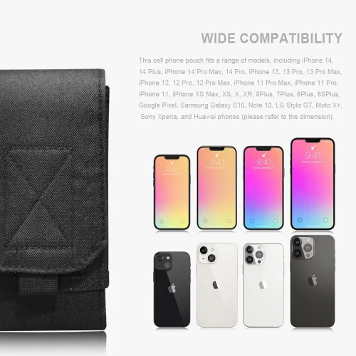 Vista 9 de Funda táctica Molle para teléfono, funda para cinturón compatible con iPhone 14 Plus/14 Pro Max/14 Pro/13 Pro Max/13 Pro/13/12 Pro Max/11 Pro Max/Xs