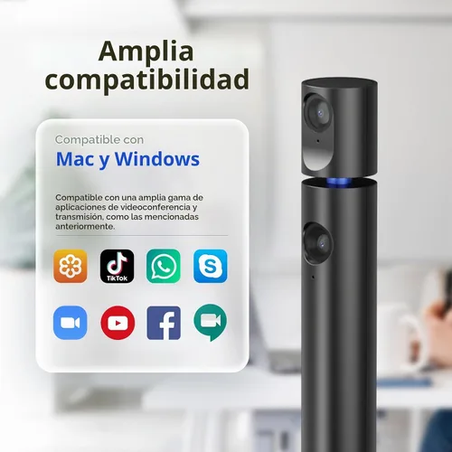 Vista 5 de CZUR Halo X Pro Cámara Web Dual para PC, Cámara Web 1080P con Micrófono, Cámara USB para Computadora, Vista de 90°, Plug & Play, Compatible