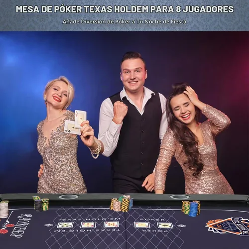 Vista 6 de RAYKEEP Mesa de póquer plegable, mesas de póquer plegables para 8 jugadores con patas plegables, fieltro de grado casino, rieles acolchados y 71
