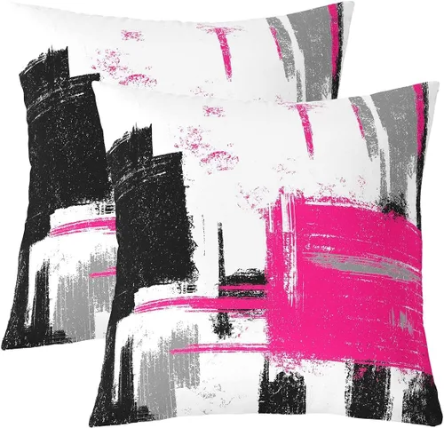 Vista 31 de Juego de 2 fundas de almohada abstractas de 16 x 16 pulgadas para niños, niñas, adolescentes, decoración de dormitorio, moderna a rayas, decoración