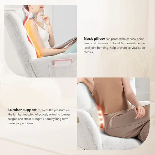 Vista 8 de Silla mecedora tapizada para guardería, mecedora tapizada con asiento acolchado con respaldo alto, silla auxiliar cómoda
