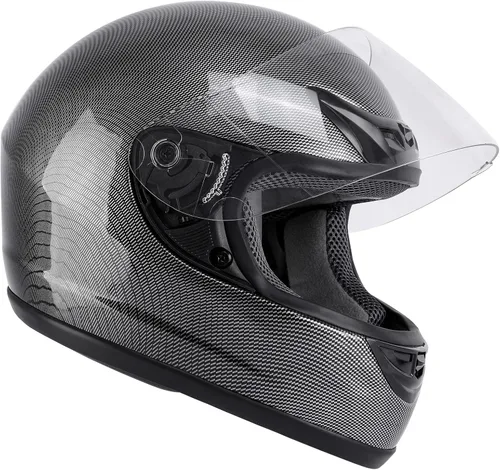 Vista 4 de TCMT Tamaño-S Casco de Cara Completa de Fibra de Carbono para Adultos con Visera Abatible, Aprobado por DOT, para Motocicleta, ATV, Motocross