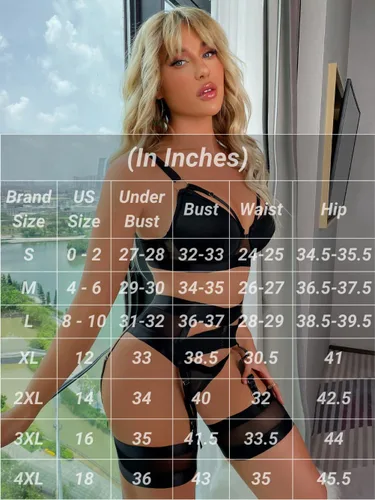 Vista 6 de Kaei&Shi - Lencería con liguero para mujer, conjunto de encaje traslúcido y sexy de 4 piezas combinadas
