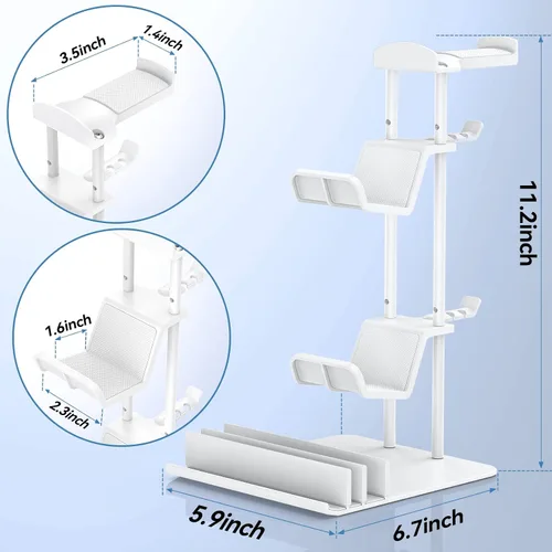 Vista 8 de KDD Headphone Stand, Controller Holder & Headset Holder for Desk, Earphone Stand with Aluminum Supporting Bar, Universal Storage Organizer