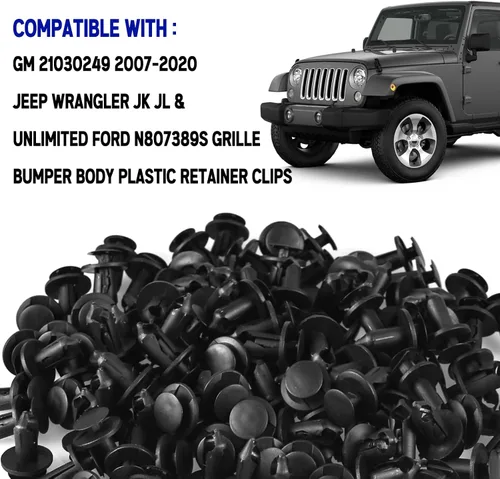 Vista 3 de UNIGT 120 remaches de sujeción reemplazan 6503598 compatible con Jeep Wrangler JK JL y clips de retención de plástico para parrilla Unlimited