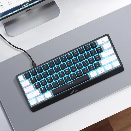 Vista 9 de Rii RK806 60% Mechanical Gaming Keyboard,61 Keys Compact Wired Keyboard with Blue Backlight,Clicky Blue Switch,Anti-ghosting,for Windows Laptop PC