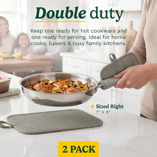 Vista 6 de Cuisinart - Juego de 2 soportes de silicona para ollas de 7 x 9 pulgadas Gris