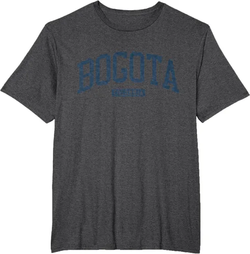 Vista 19 de Bogotá Colombia College University Style Camiseta azul marino, Blanco