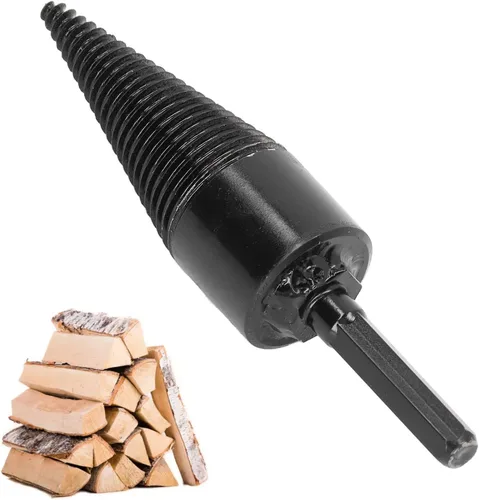 Vista 6 de Broca de leña, broca divisora de troncos de madera de acero al carbono con caja de almacenamiento, herramienta de perforación de vástago hexagonal