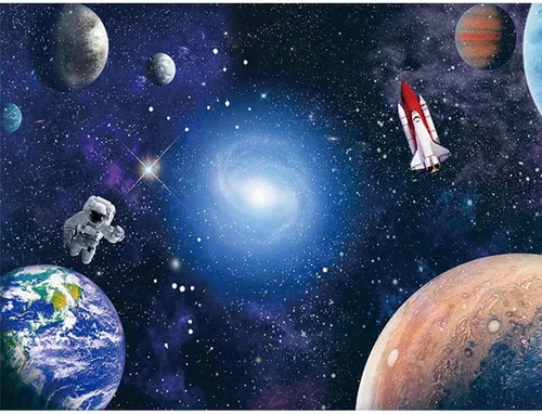 Vista 6 de CGXINS Fondo de fotografía del espacio exterior para bebés y niños, decoración de fiesta de cumpleaños temática de astronauta, universo, galaxia
