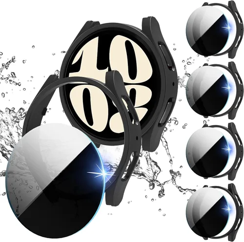 Vista 9 de Suoman Paquete de 4 + 4 fundas para Samsung Galaxy Watch 6 Classic de 1.575 pulgadas, protector de pantalla HD, cubierta protectora mate