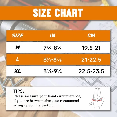 Vista 6 de HANDLANDY Guantes de jardinería de cuero para hombre, guantes de trabajo utilitarios para mecánicos, construcción, conductor