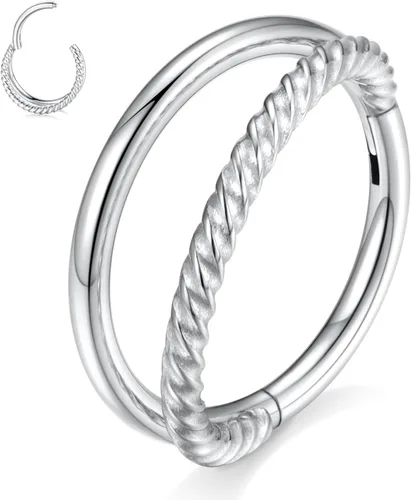 Vista 15 de Anillo Clicker de Acero Quirúrgico 316L para Tabique Nasal, Aro para Nariz, Aro Durmiente, Pendiente de Aro, Hélix, Rook, Conch, Cartílago, Daith