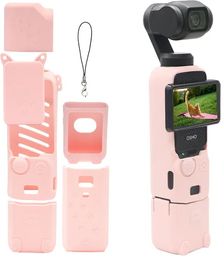Vista 8 de PCTC Pocket 3 Funda protectora de silicona resistente a los arañazos, a prueba de golpes, piel de cuerpo completo con protector de lente, diseño