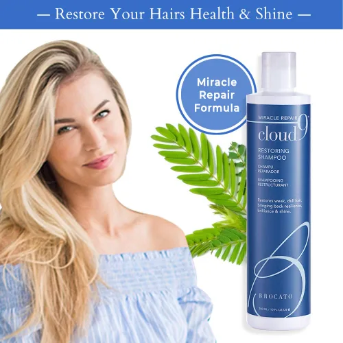 Vista 2 de Brocato Champú restaurador Cloud 9, 10 onzas líquidas Champú Miracle Repair, hidratante, hidratante y revitalizante Para cabello débil, opaco