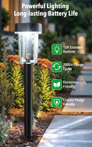 Vista 3 de Luces solares para caminos al aire libre, 12 unidades de luces solares impermeables para jardín