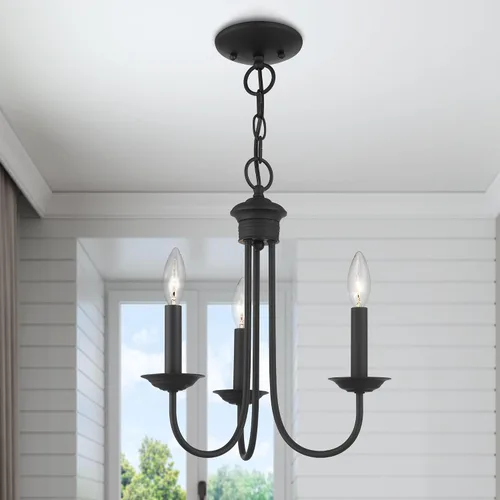 Vista 10 de Livex Lighting 42683-04 - Lámpara de araña de acero con 3 luces para decoración del hogar, 1 lámpara de techo negra, perfecta para decoración