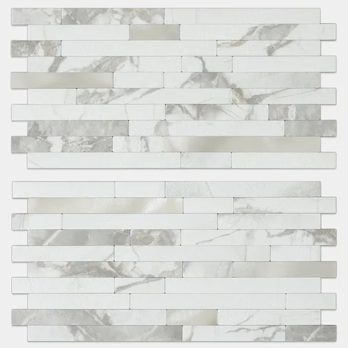 Vista 10 de AULIGET - 20 láminas de azulejos de pared de PVC autoadhesivos con aspecto de madera desgastada, para salpicadero de cocina Madera vintage + metal